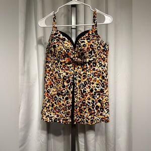 Tropical Tangerine/Black Mix Bra Tankini Top